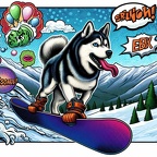Husky auf Surfbrett