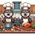 Wölfe beim kochen / Wolves cooking